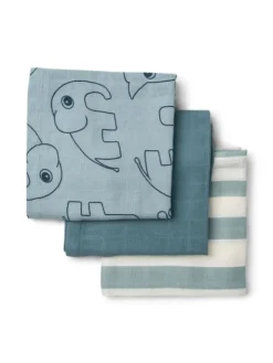 Done By Deer - harsoliina 3-pack 70x70 - Deer friends Blue