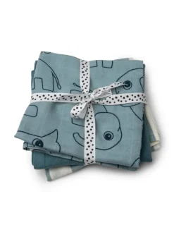 Done By Deer - harsoliina 3-pack 70x70 - Deer friends Blue