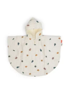 Done By Deer - luomupuuvillainen poncho pyyhe lapselle - Sea friends Beige