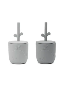 Done by Deer - Peekaboo Straw cup - Wally Grey