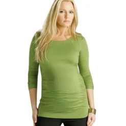 Fun Mum - äitiyspaita pitkähihainen Ruched Top, vihreä