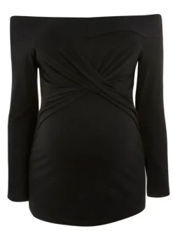 Fun Mum - äitiystoppi Bardot Off Shoulder, musta