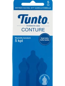 Kondomi Tunto Conture 5 kpl, anatomisesti muotoiltu klassikko kondomi