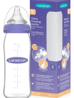 Lansinoh - lasinen tuttipullo 240ml, 3kk+