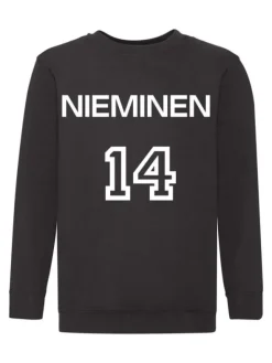 Lasten Collegepaita nimellä ja numerolla, musta