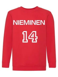 Lasten Collegepaita nimellä ja numerolla, punainen