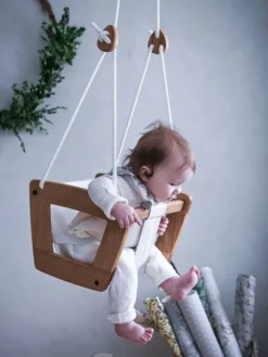 Lillagunga - toddler keinu - tammi, valkoinen nahka