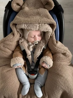 Lämmin nallenkorva boucle turvakaukalon viltti – brown