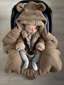 Lämmin nallenkorva boucle turvakaukalon viltti – brown