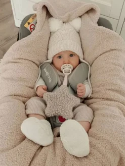 Lämmin nallenkorva boucle turvakaukalon viltti – beige