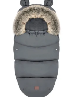 Lämpöpussi rattaisiin nallenkorvilla ja karvalla, dark gray