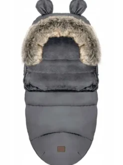 Lämpöpussi rattaisiin nallenkorvilla ja karvalla, dark gray
