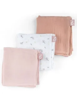Luomupuuvillainen harso 3-Pack, flower pink | DOOMOO