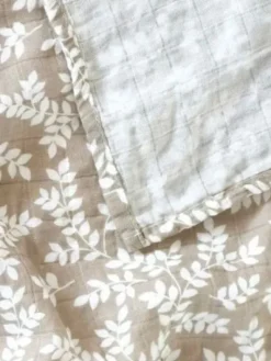 Luomupuuvillainen harso 60x60 2-pack, Leaves-taupe