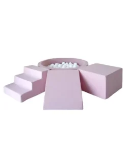 Pehmustettu pallomeri, leikkialusta, liukumäki ja portaat - Pink