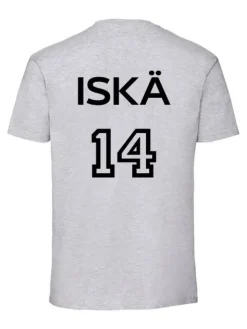 Pelipaita vanhemmalle omalla tekstillä, S-5XL harmaa