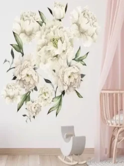 Seinätarra Setti 140x140cm, White Peonies