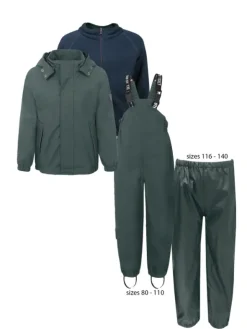 T2HPlain rain set with fleece, green koko98