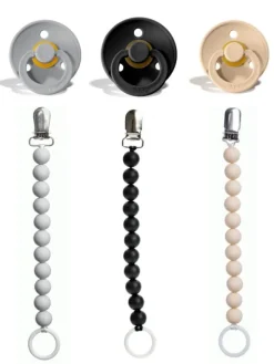 Tuttinauhat ja BIBS tutit vauvalle 3-PACK, musta