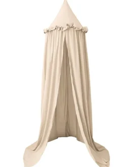 Vuodekatos jossa röyhelö, beige