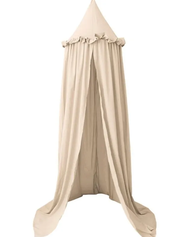 Vuodekatos jossa röyhelö, beige